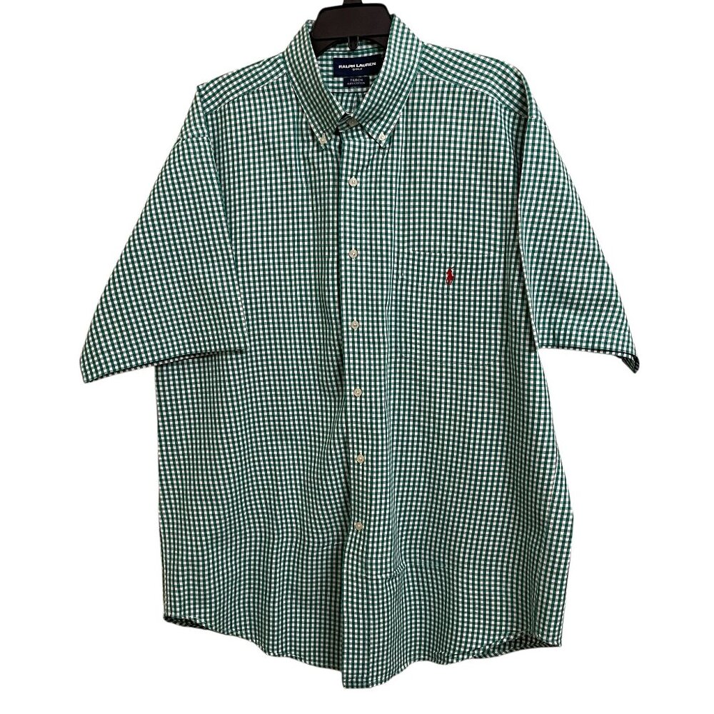 Ralph Lauren Golf Tilden Cotton Sz XL Short Sleeve Green Check Short Sleeve
